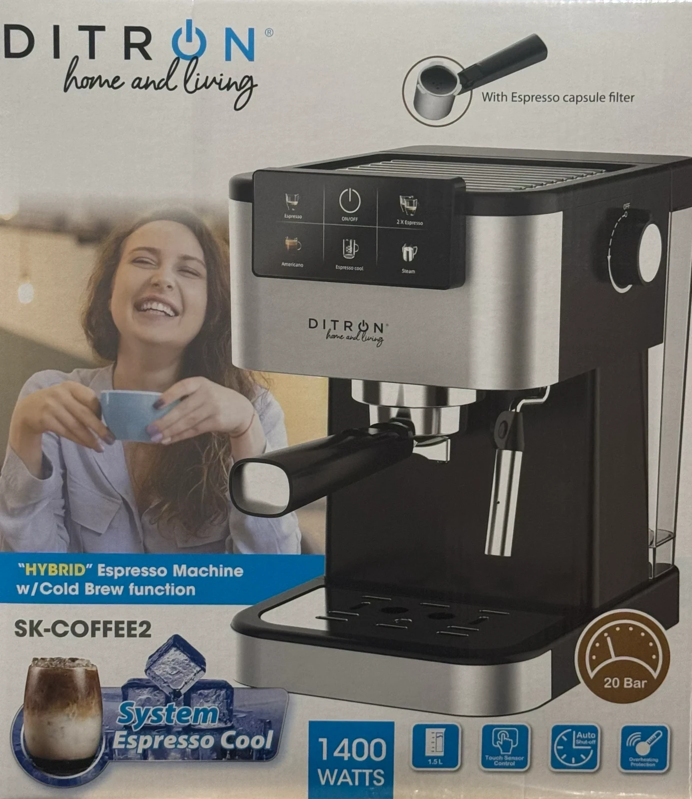 CAFETERA EXPRESO DITRON CON FUNCION COLD BREW