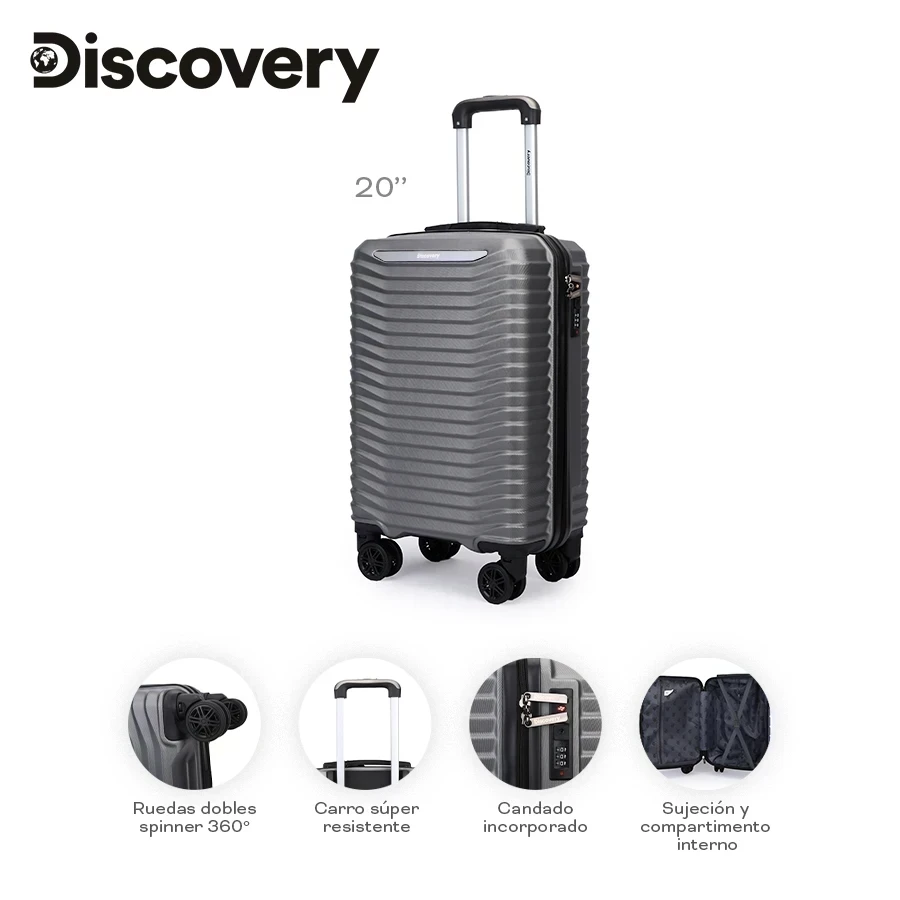 VALIJA CARRY ON DISCOVERY GRIS 28100-28554