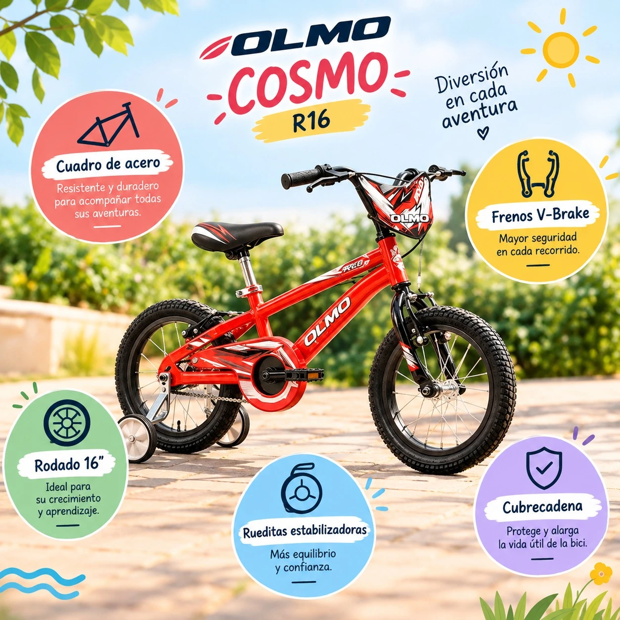 BICICLETA OLMO R16 COSMO - ROJO