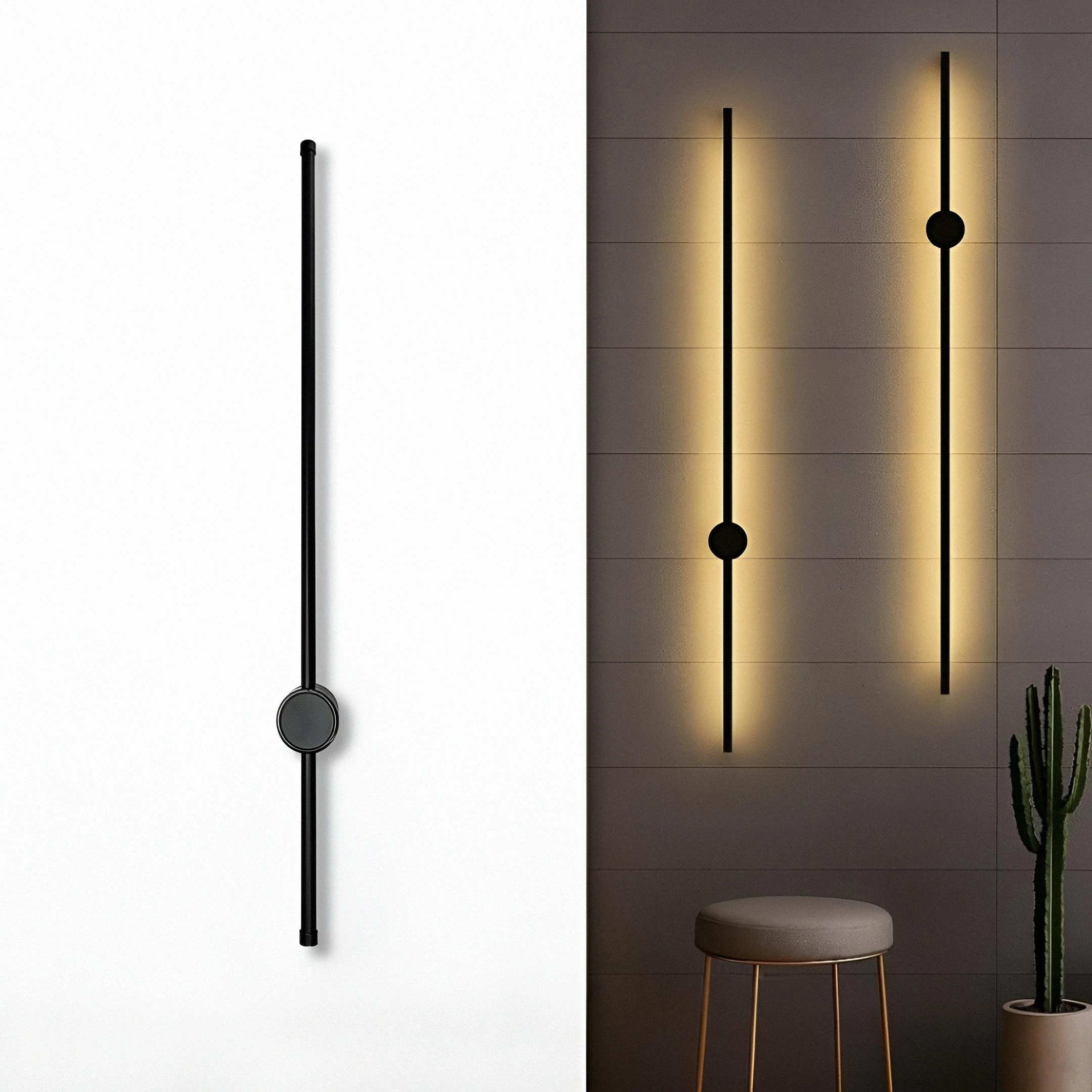 APLIQUE PARED LED NEGRO 15W 3K 80CM