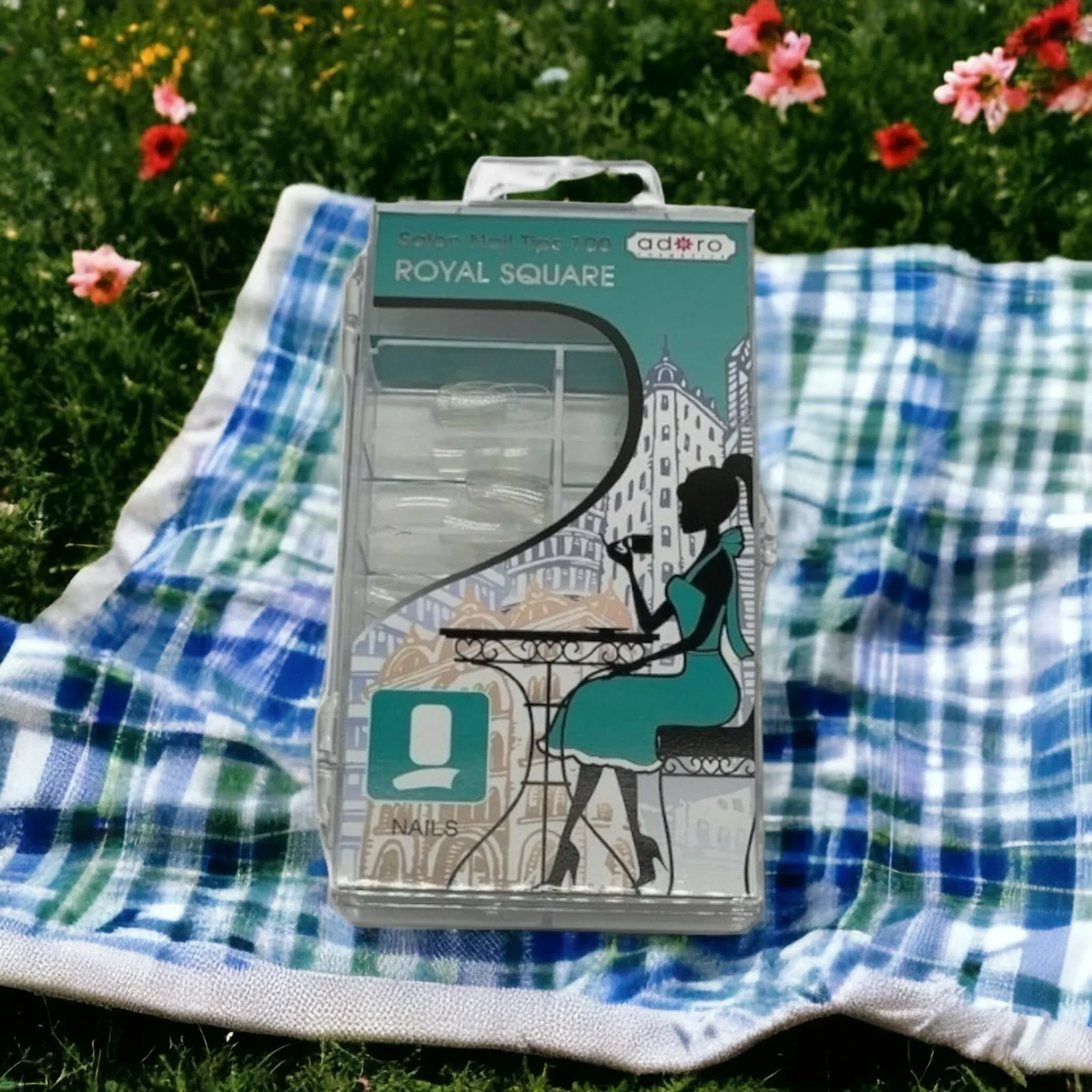 adoro caja uña x100 royal square verde 15110-1trasnparente