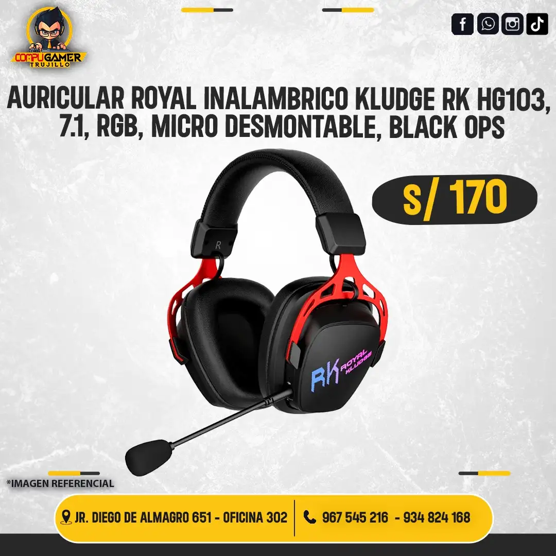 AURICULAR ROYAL INALÁMBRICO KLUGDE RK HG103 BLACK