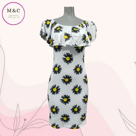 Vestido T- Mediana estilo campesino brush estampado flores