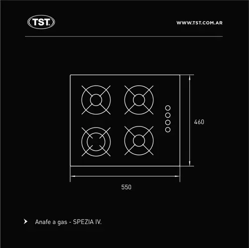 Anafe TST Spezia IV Negro 220V Gas 2
