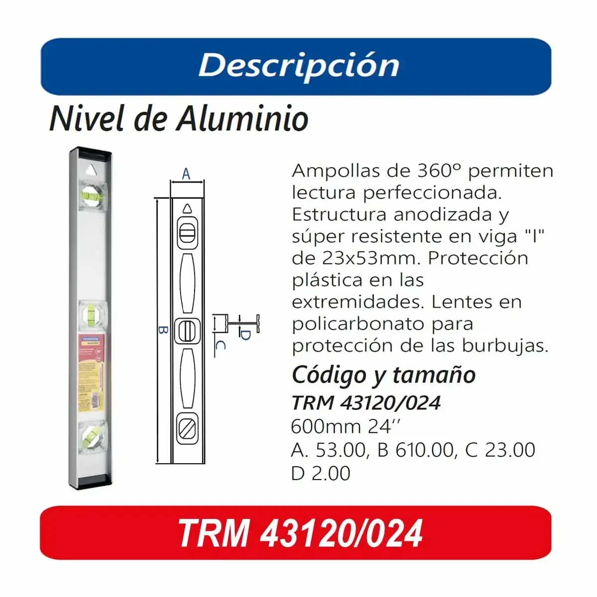 NIVEL DE ALUMINIO TRM 24" 