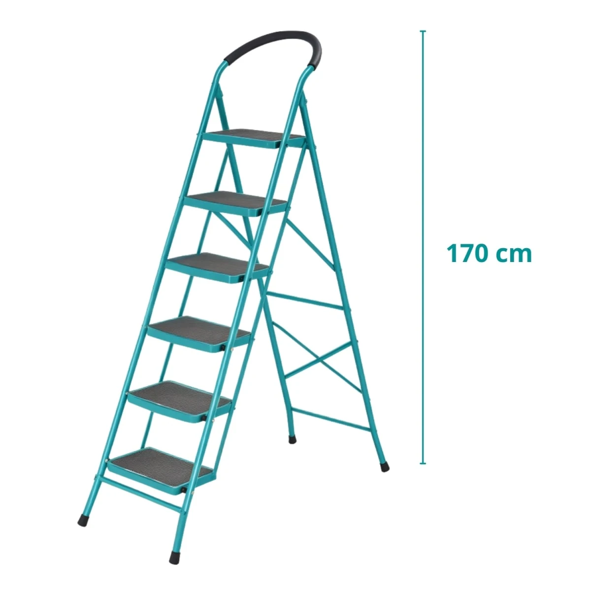 THLAD09061 Escalera tubular de acero 6 peldaños soporta 150kg total 4