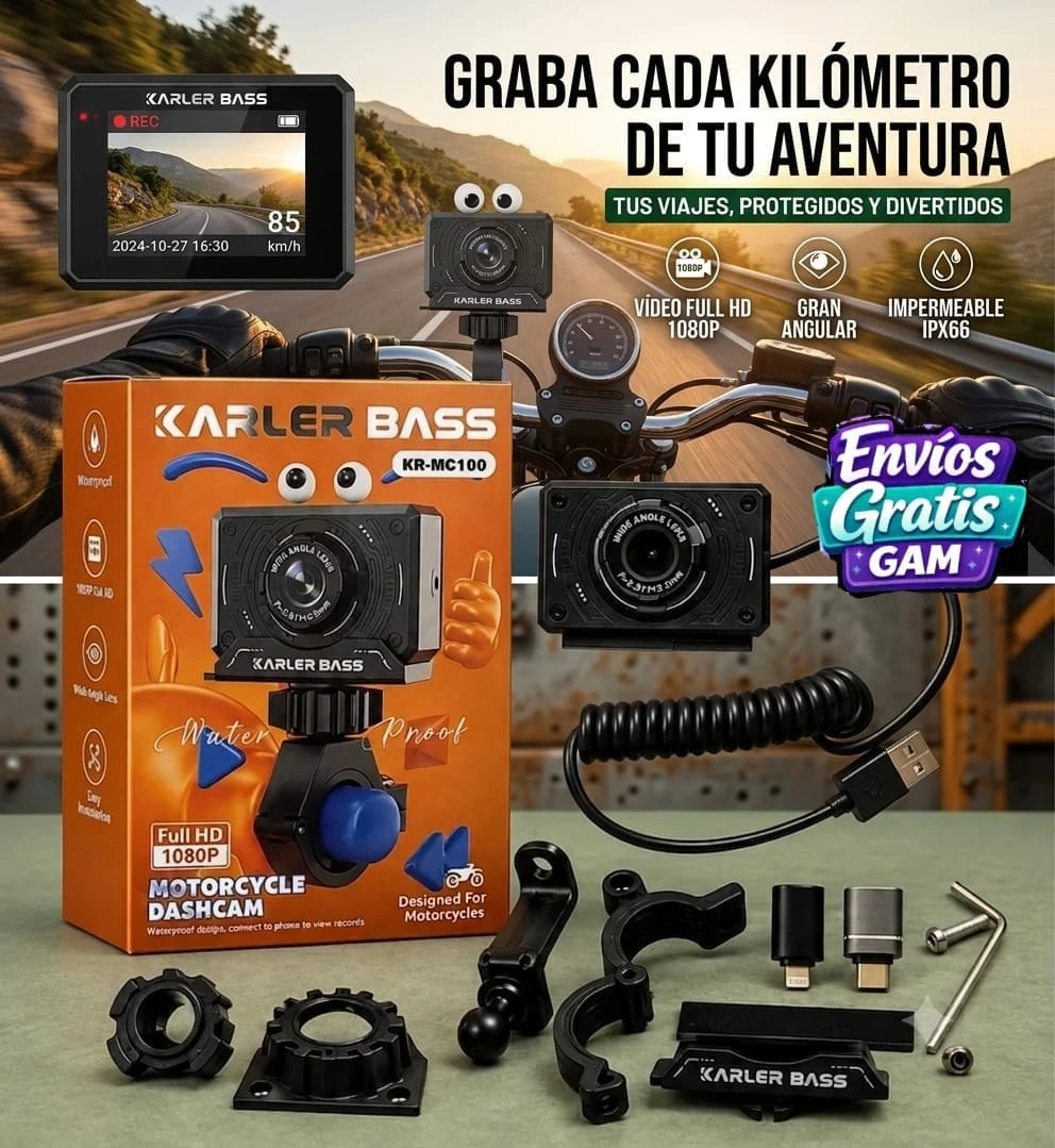 Cámara Dashcam para Moto Karler Bass KR-MC100