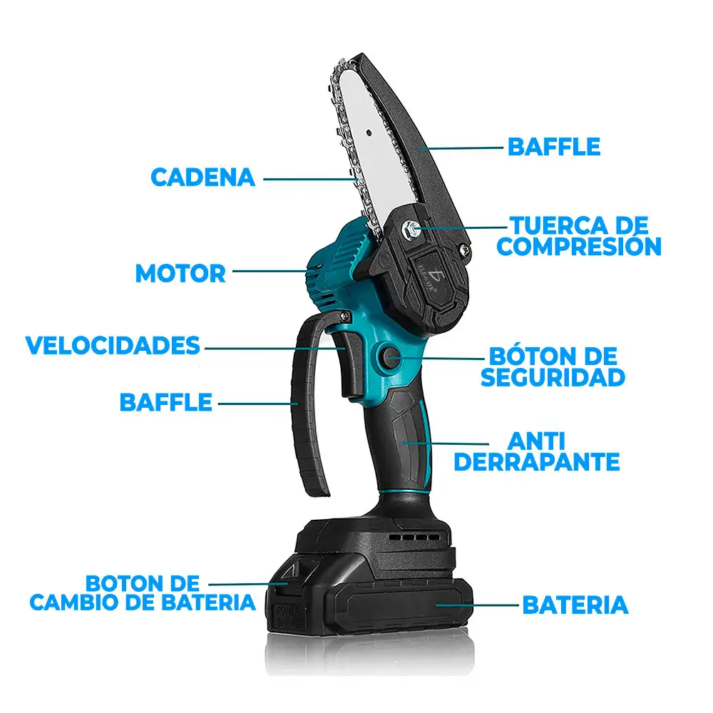 Motosierra Electrica Portátil Inalámbrica Mini 2 Baterías  4