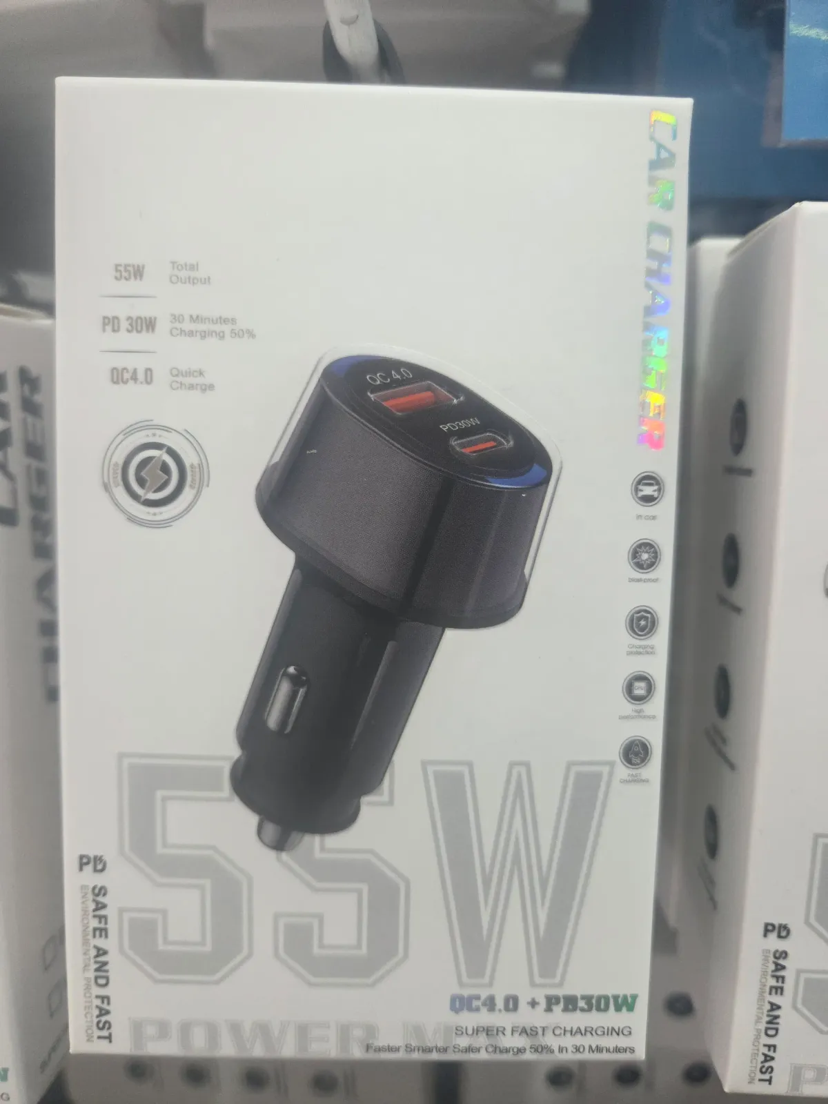 Cabezal auto 55w usb+tipoc