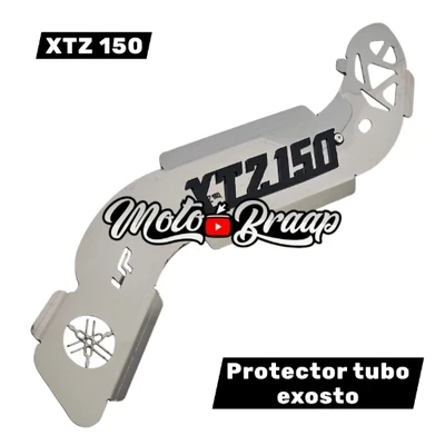 AC XTZ 150 PROTECTOR TUBO EXOSTO TUBO EXOSTO XTZ 150 3D CROMO LOGO NEGRO URUS TUB1283-01