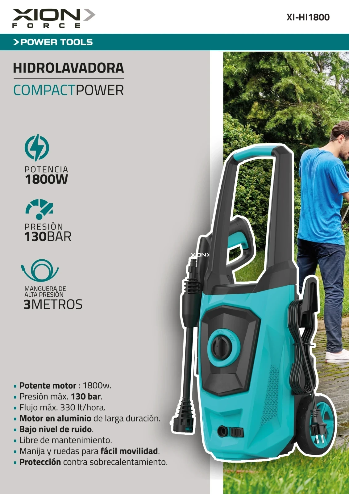 Hidrolavadora Electrica 1800w 𝙓𝙄𝙊𝙉 2
