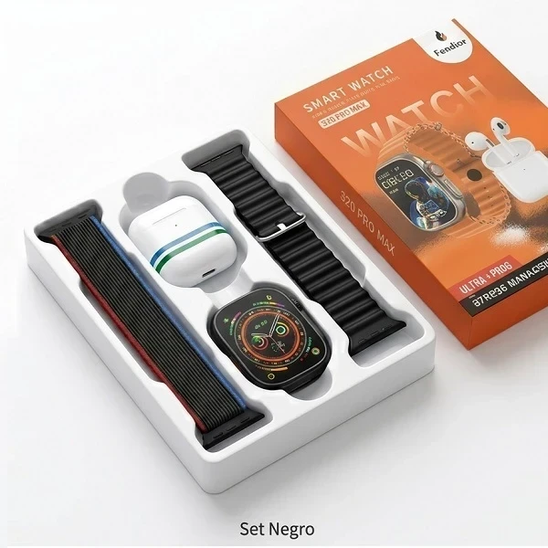 Reloj Inteligente SmartWatch CS20 Pro Max + 2 Correas intercambiables + Auriculares