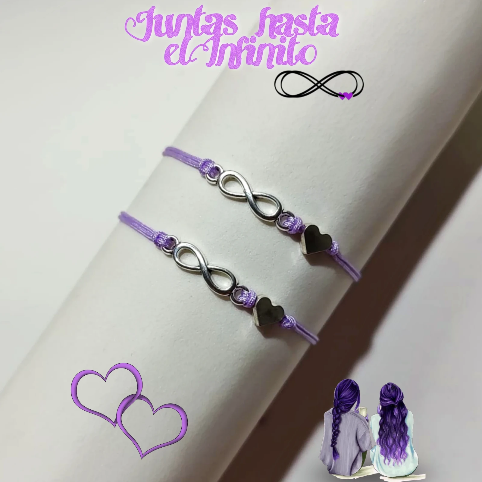 Dúo Pulseras de Infinito Sencillas para Amigas