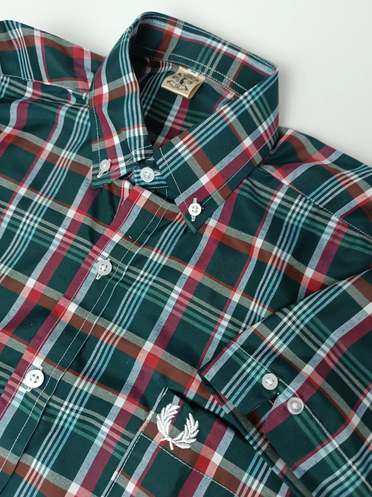 Camisa cuadros verde con rojo  2