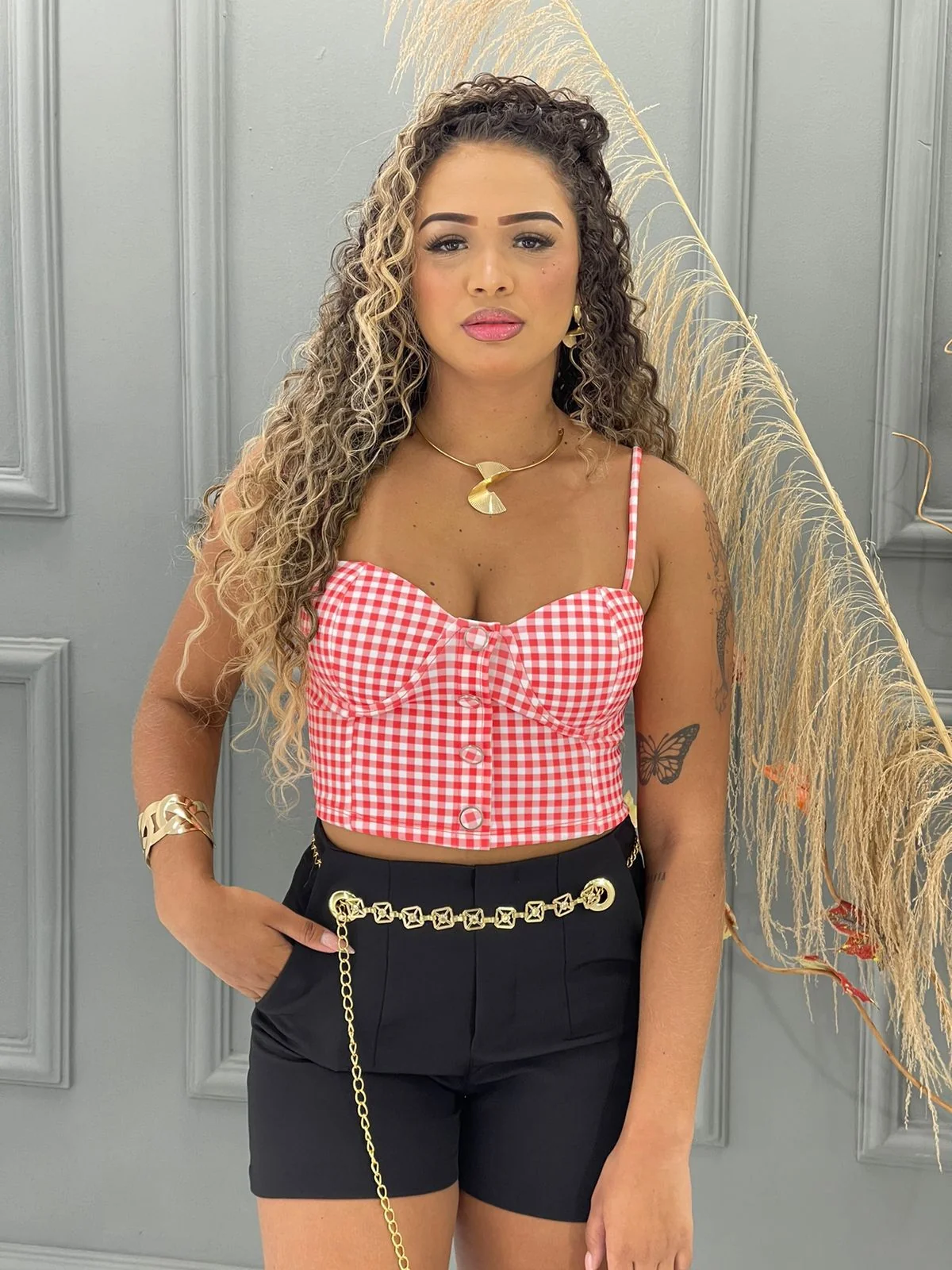 Cropped xadrez de luxo 6