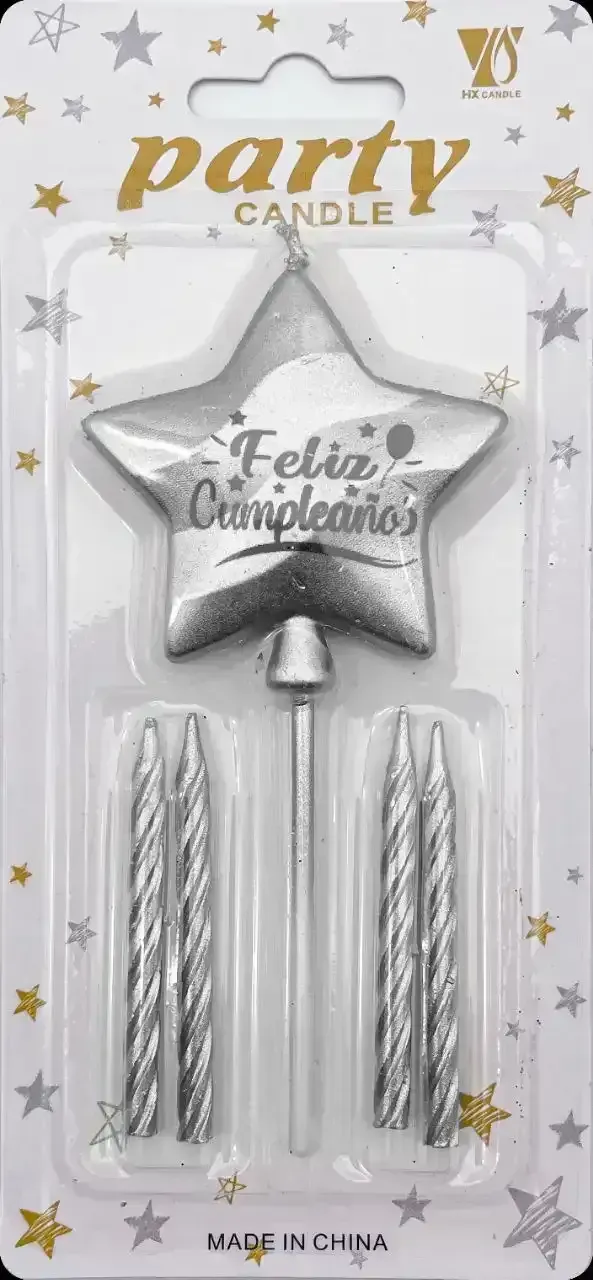 Vela estrella "Feliz Cumpleaños" 5 pcs 2