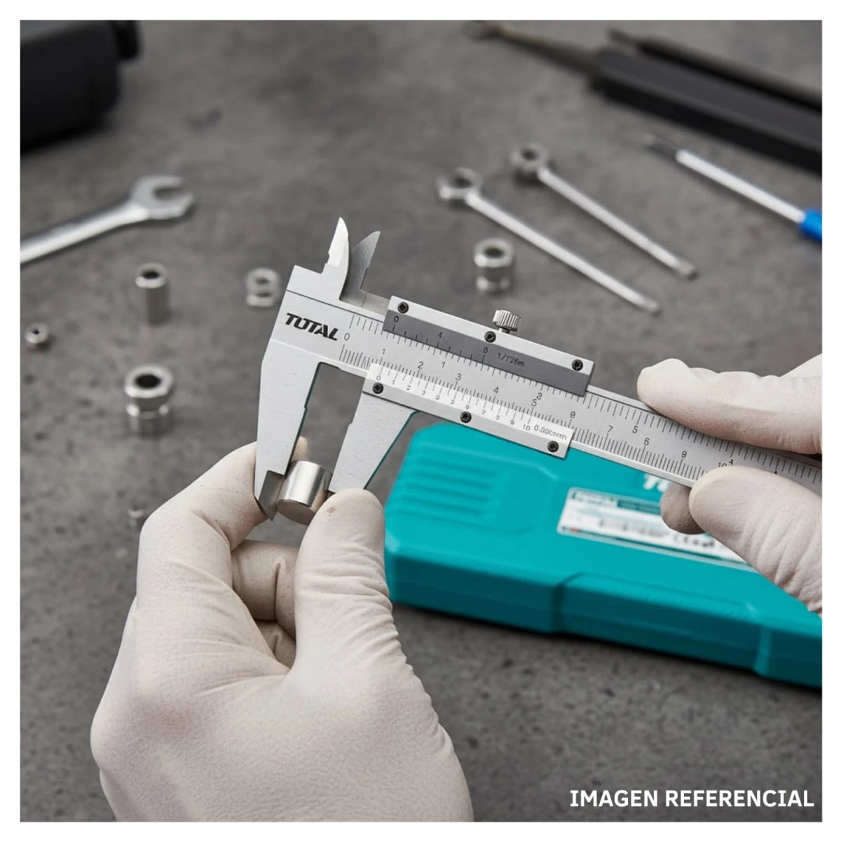 Calibrador manual (vernier) 150mm 6'' con estuche total 3