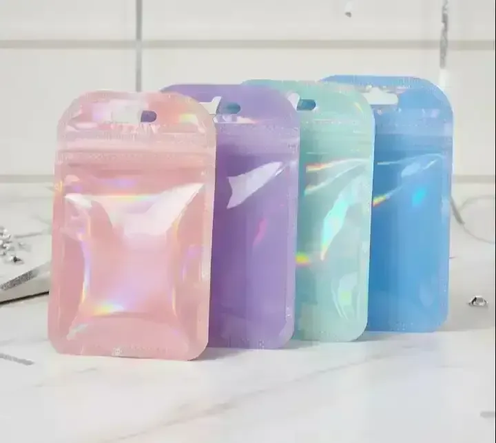 Bolsa con cierre hermetico iridiscente 9x13cm por 10 unidades 