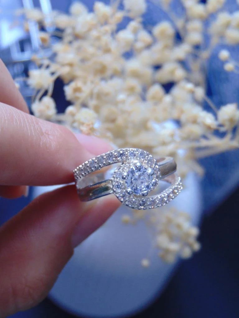 ANILLO PLATA LEY 925 LINEAS CIRCONES LINEA ORO TALLA 8 3