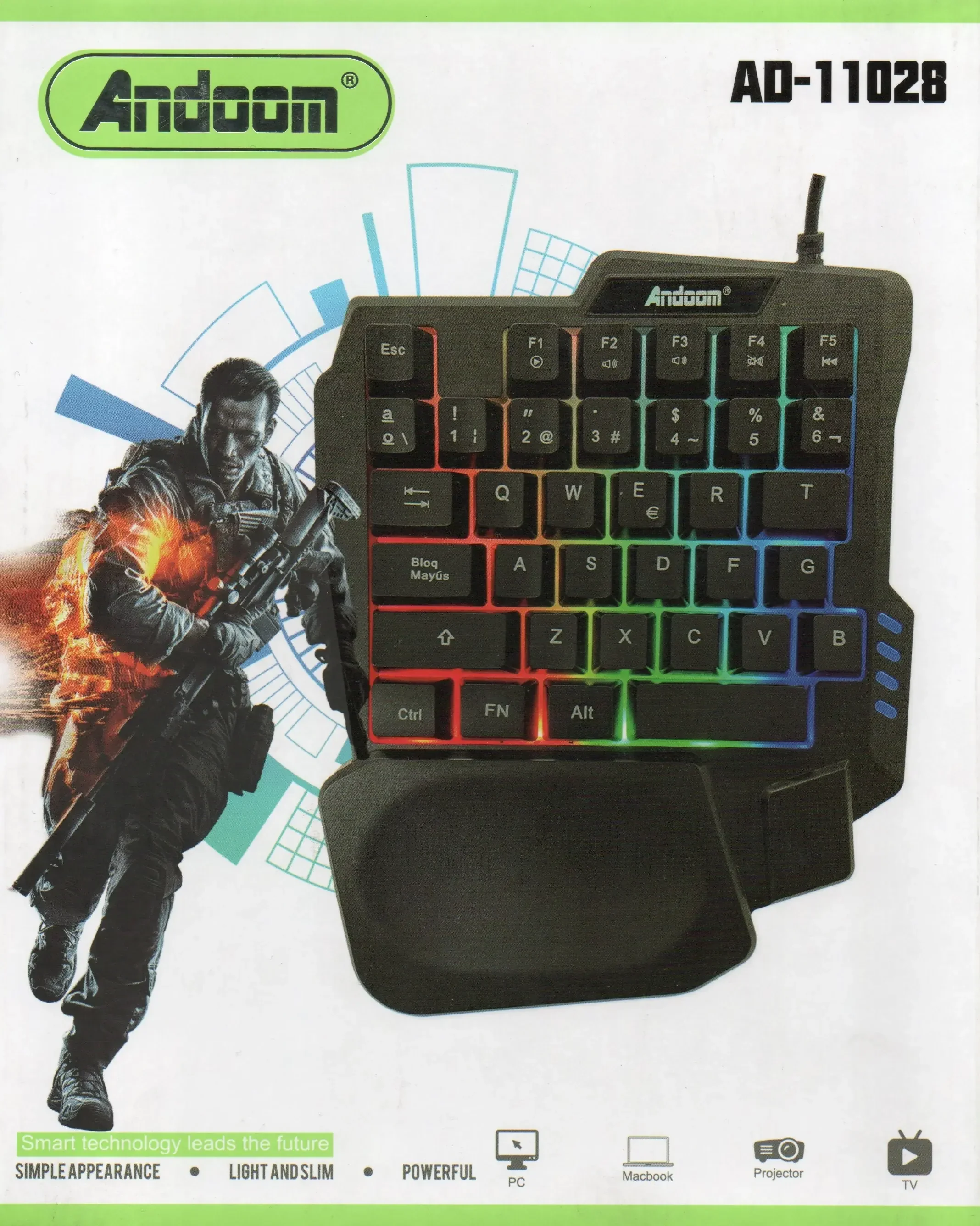 Teclado Gamer una mano Retroiluminado