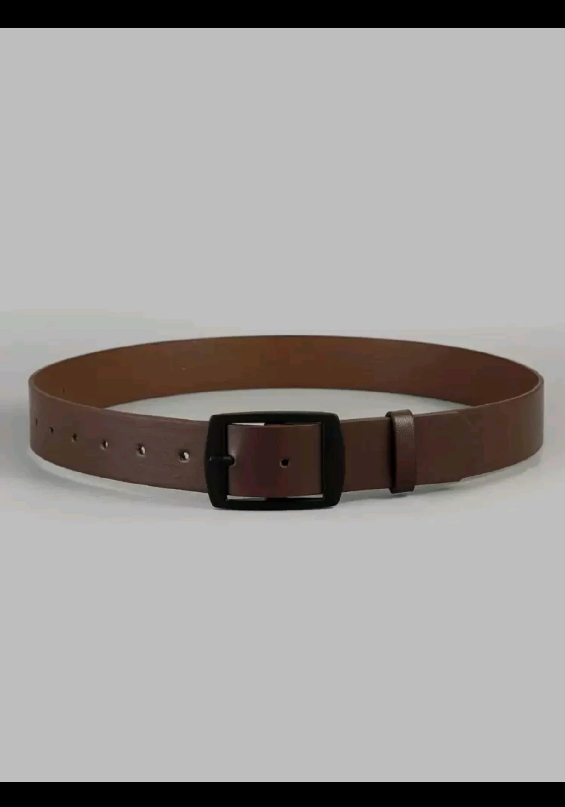 Cinturón Casual Marrón Vintage con Hebilla Negra Mate para Hombre 2