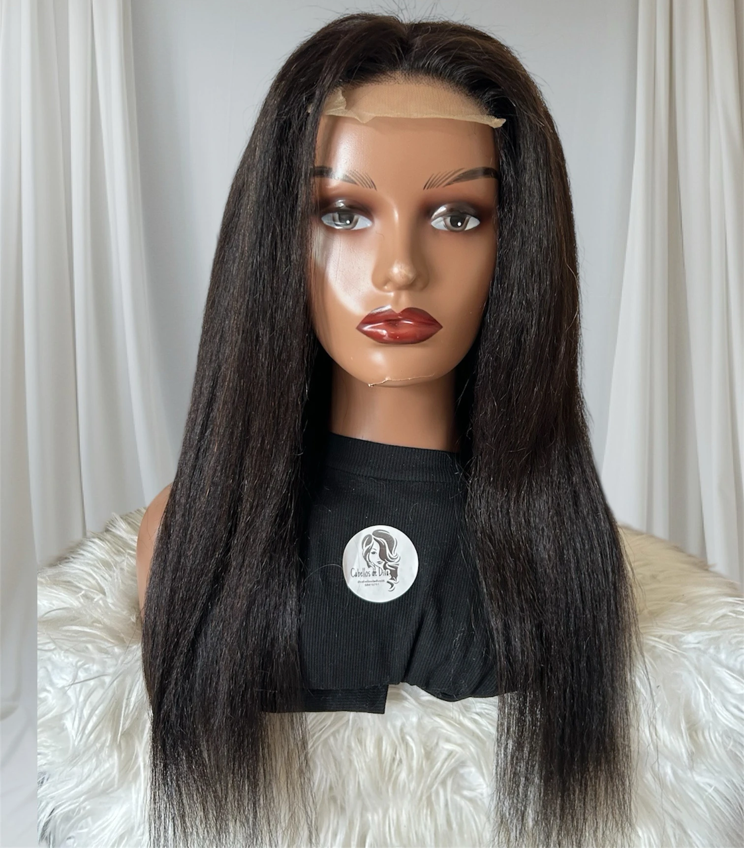 Peluca cabello humano yaki de 22 pulgada, frontal lace 4x4  3