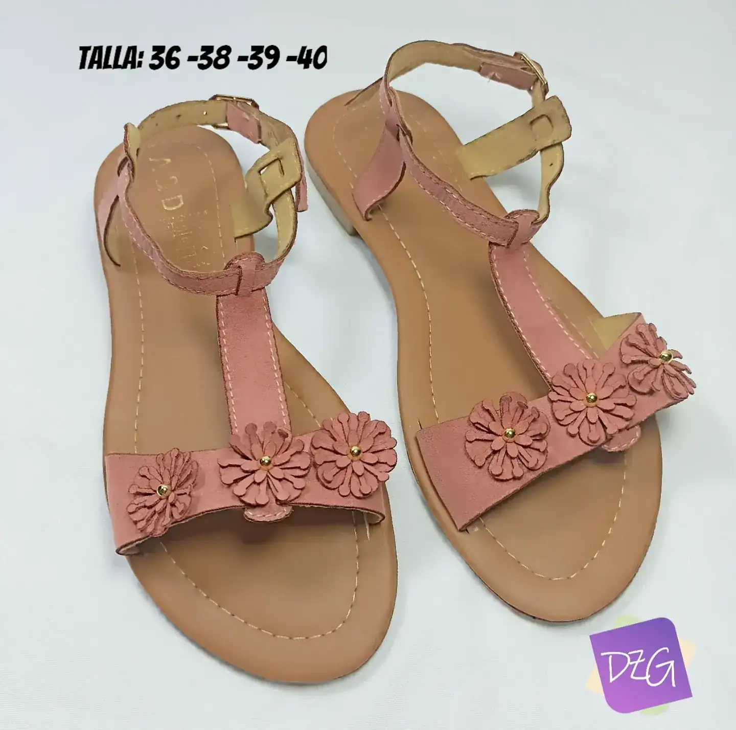 Sandalias dama de flores con agarre trasero 