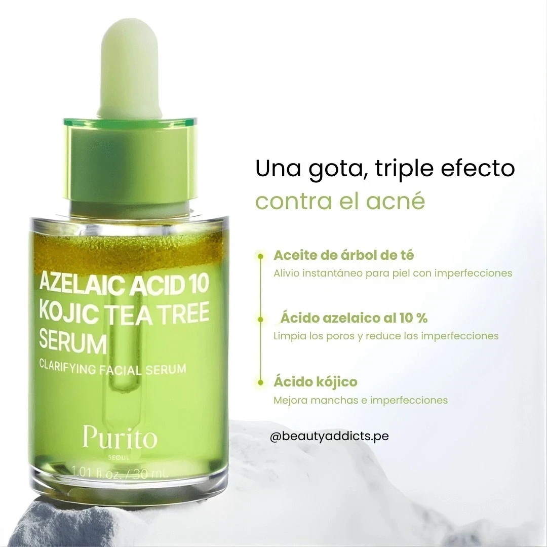 Purito Seoul - Sérum de Ácido Azelaico 10% + Árbol de Té 10% + Ácido Kójico para Acné (30ml) 2