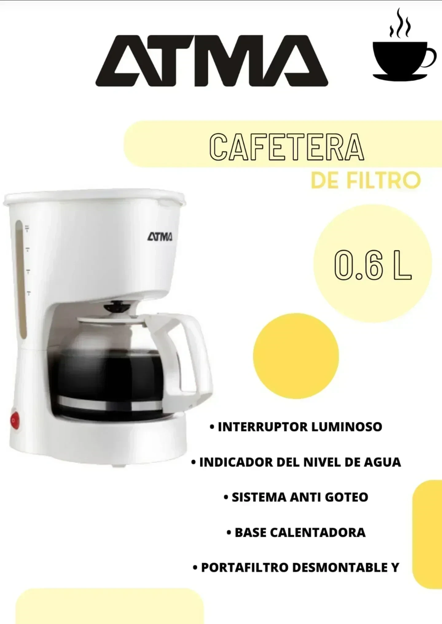 CAFETERA ATMA 0.6LITROS