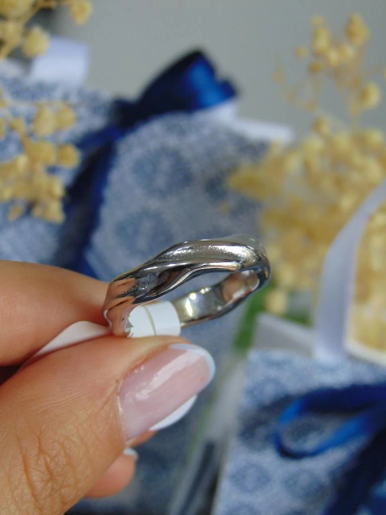 ANILLO ACERO PLATE ARGOLLA ASIMETRICA TALLAS 2