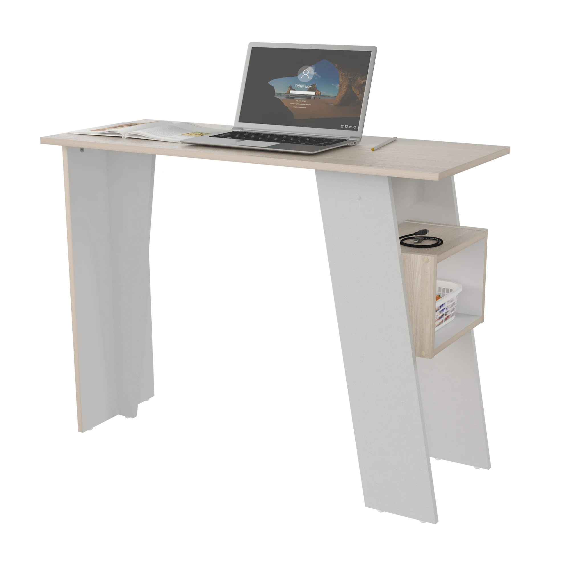 Escritorio Con Repisa Arena Blanco 3