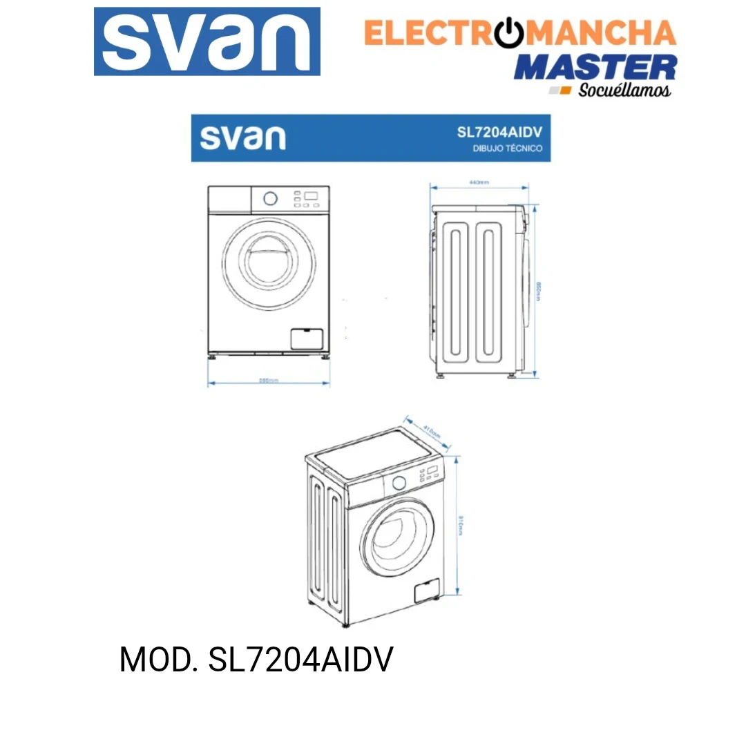 LAVADORA SVAN SL7204AIDV 7 KILOS 1200 RPM CLASE A  7