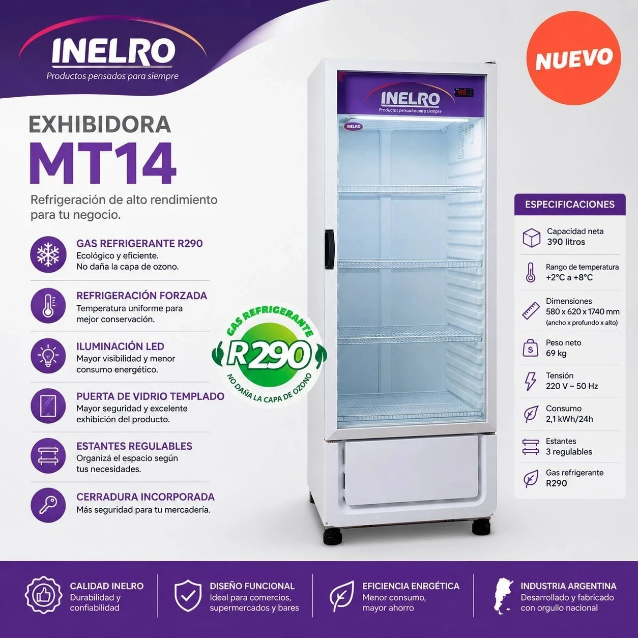 Exhibidora INELRO MT14 390lts 