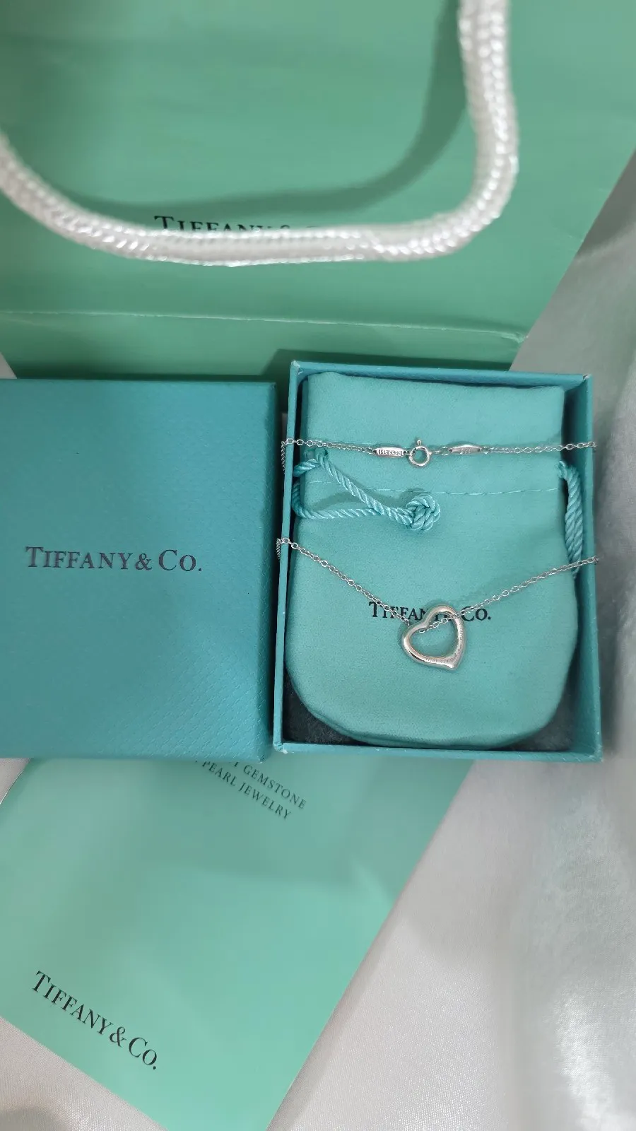 Tiffany & Co. Elsa Peretti Sterling Silver Open Heart Necklace 16" 3