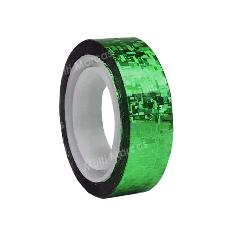 Cinta verde adhesiva holográfico 12x12 mm