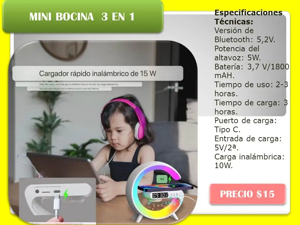 Bocina cargador y lámpara 2