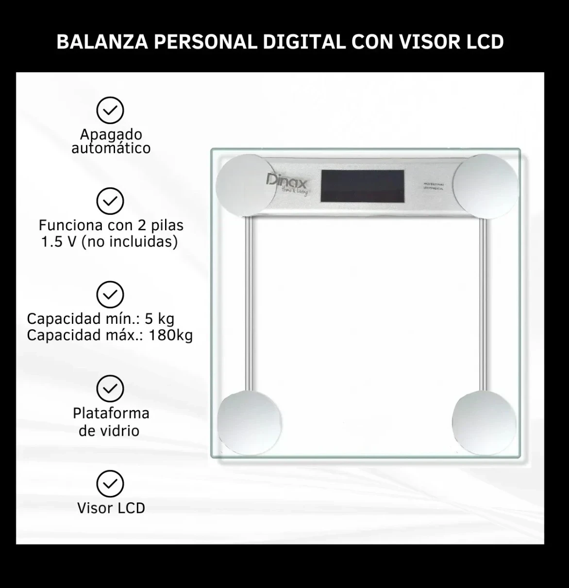 BALANZA PERSONAL CUADRADA 180KG DINAX 2