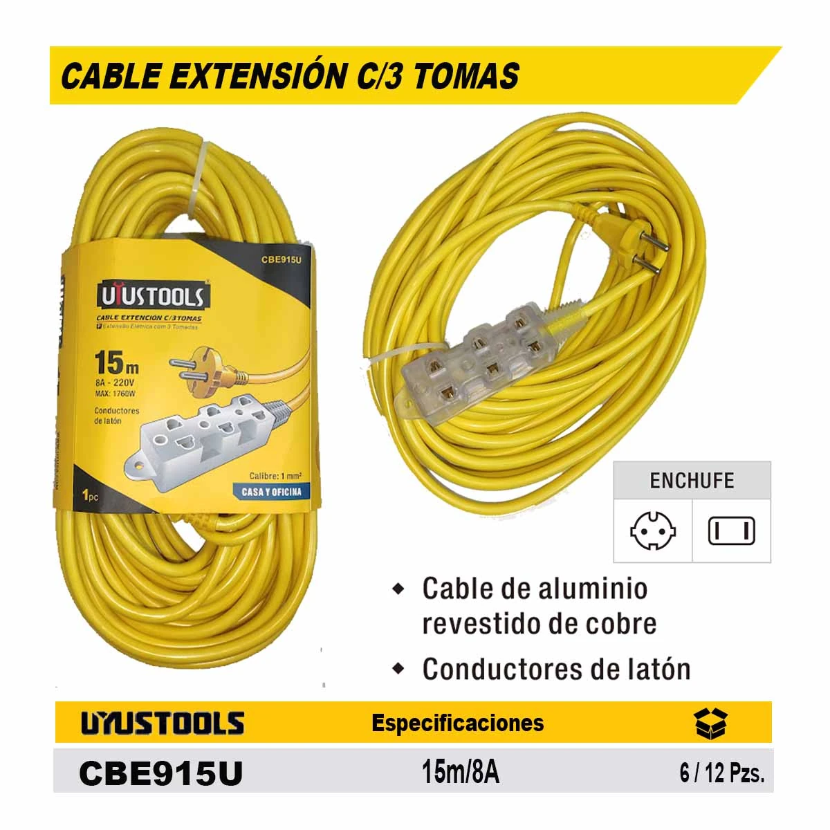 CABLE EXTENCION UYUST C/3 TOMAS 15M (ama)