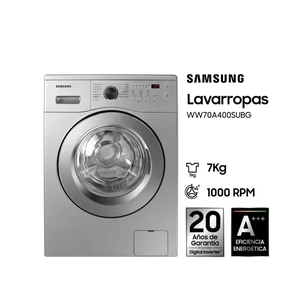 Lavarropas Samsung WW70A40000S 7KG SILVER inverter