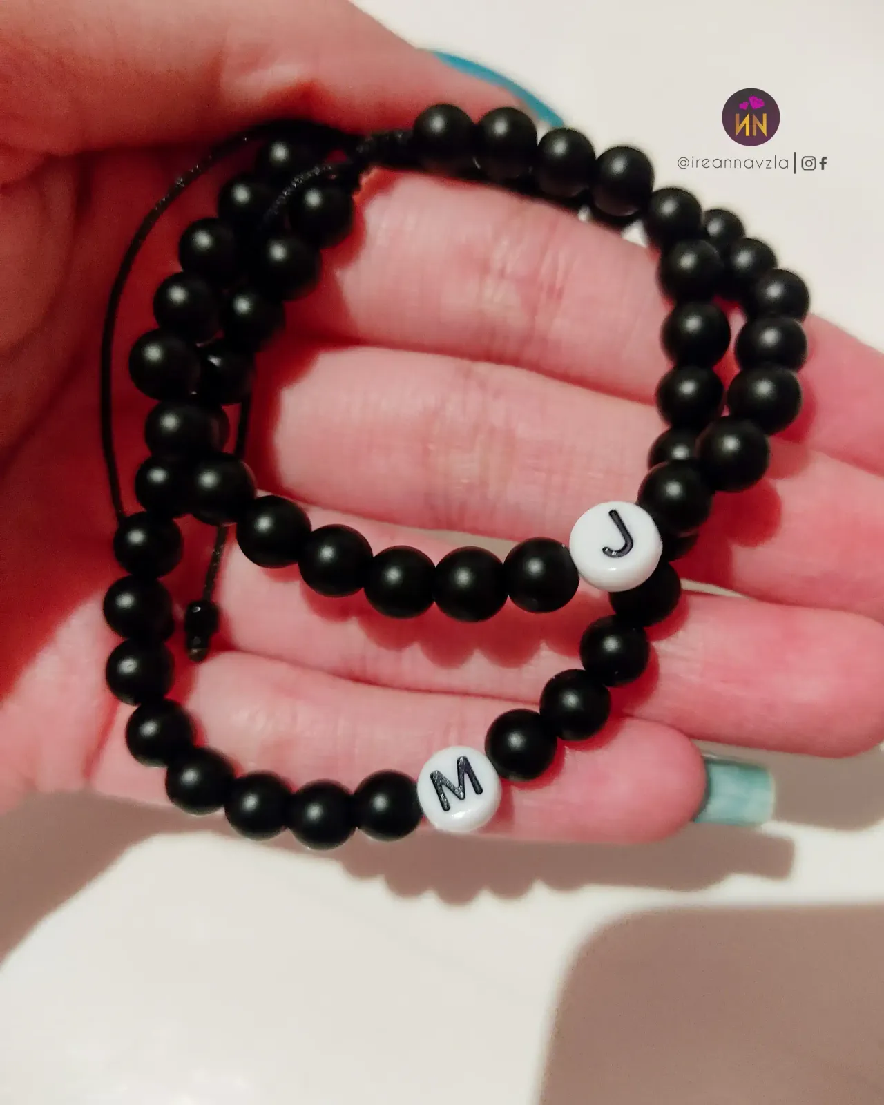 Pulseras piedra ónix iniciales 