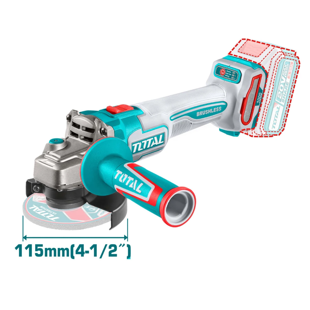 TCKLI20592 Combo taladro 66nm + llave de impacto + rotomartillo + amoladora + linterna total 3