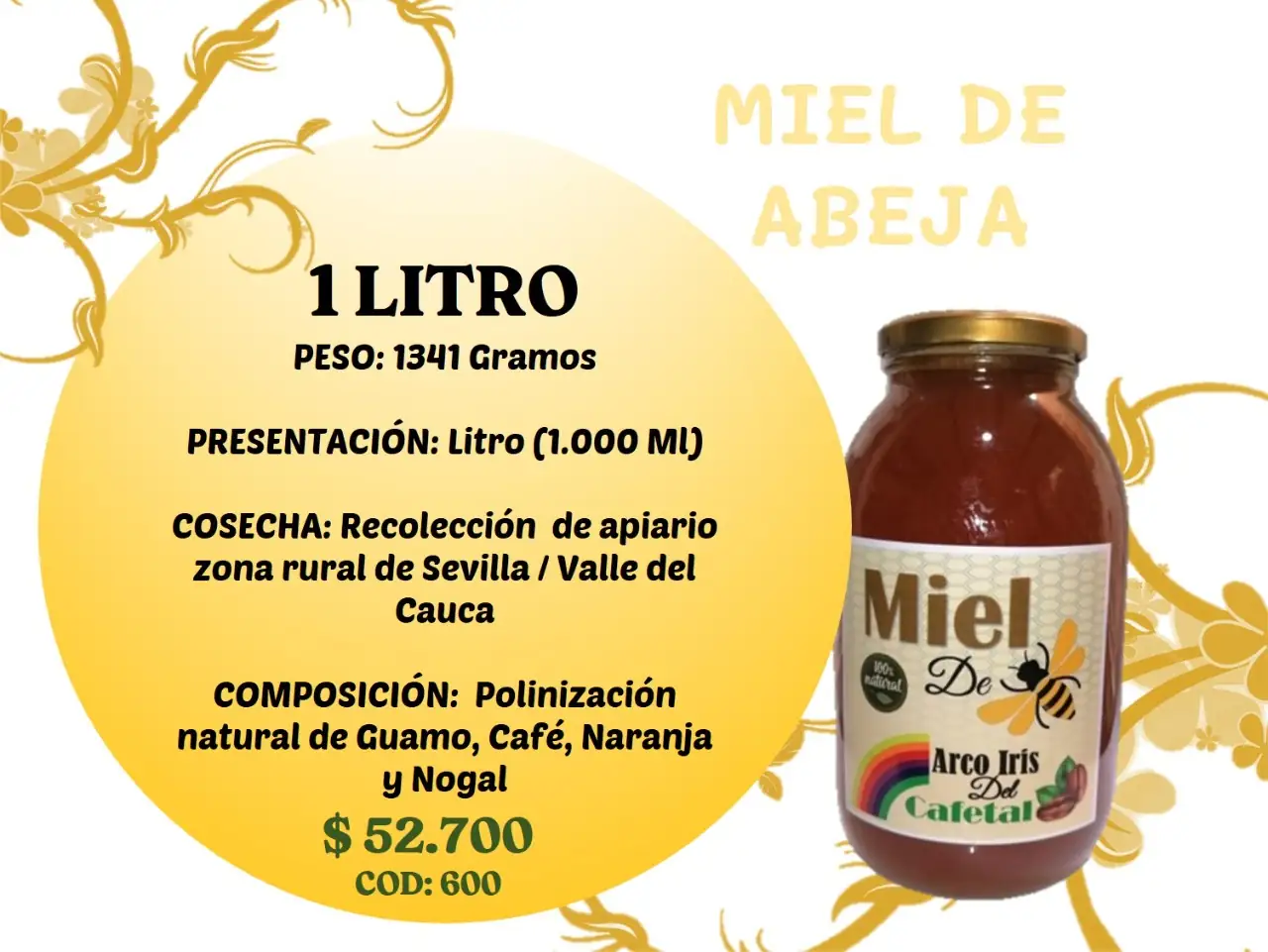Miel pura 1 litro