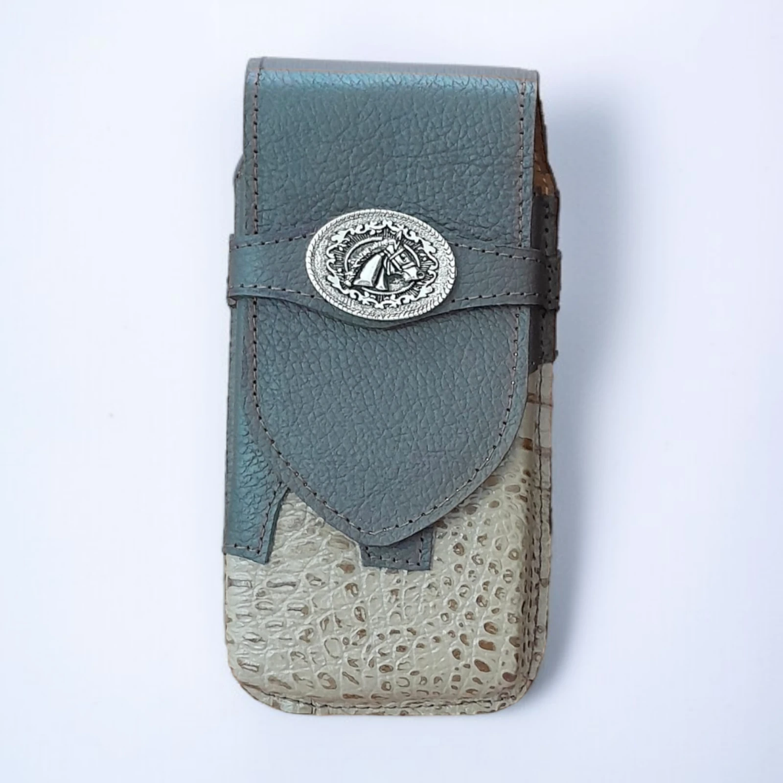 Estuche de Lujo para Teléfono: Fusión de Cuero Genuino y Exótico (todos los modelos)