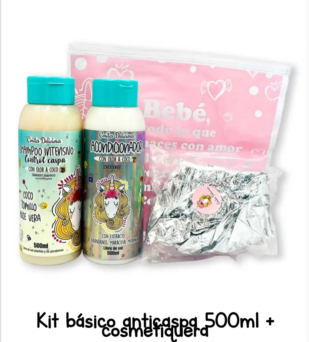 Kit básico anticaspa 500ml + cosmetiquera