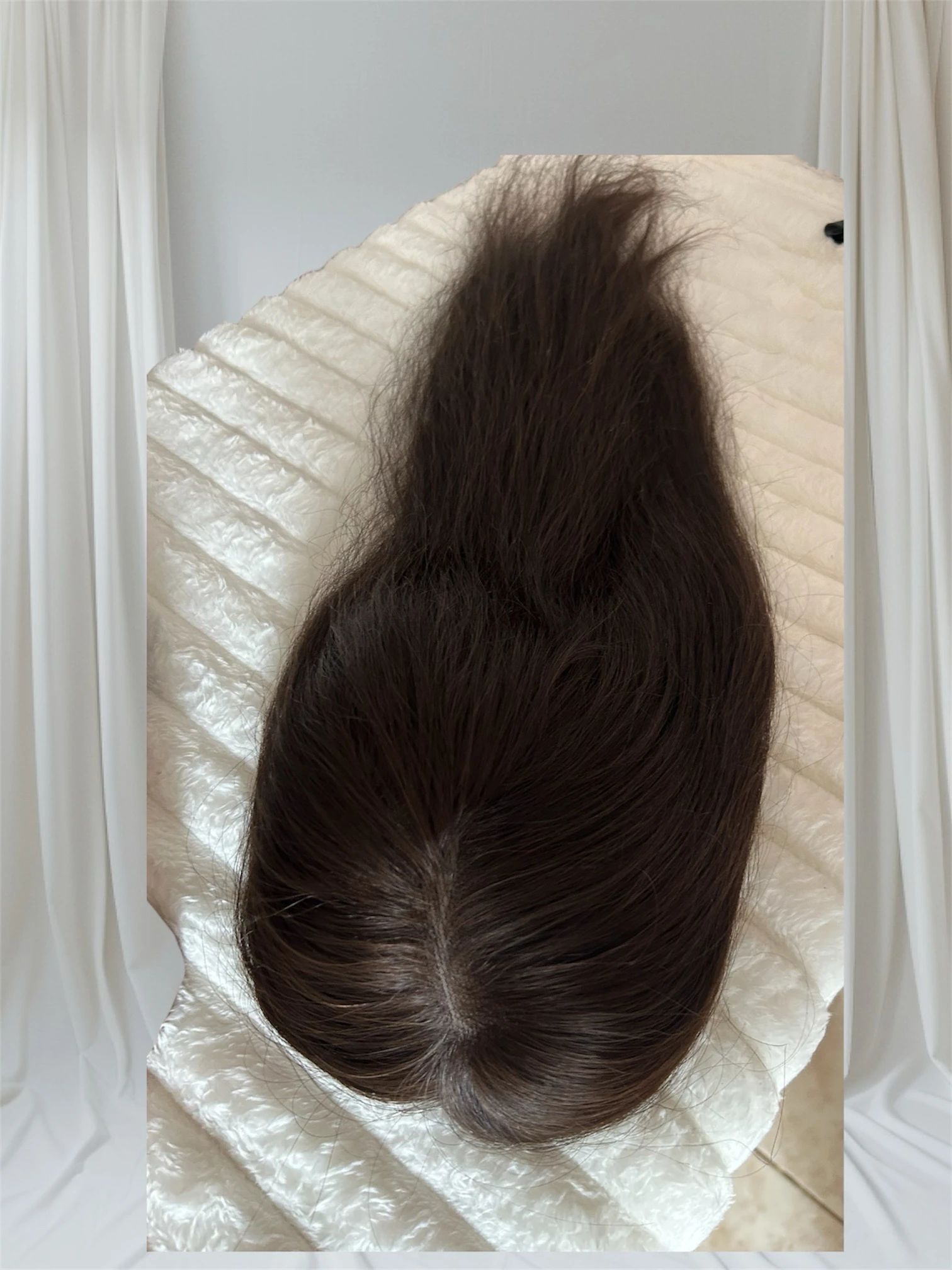 Topper de cabello humano, castaño medio 16 pulgadas  4