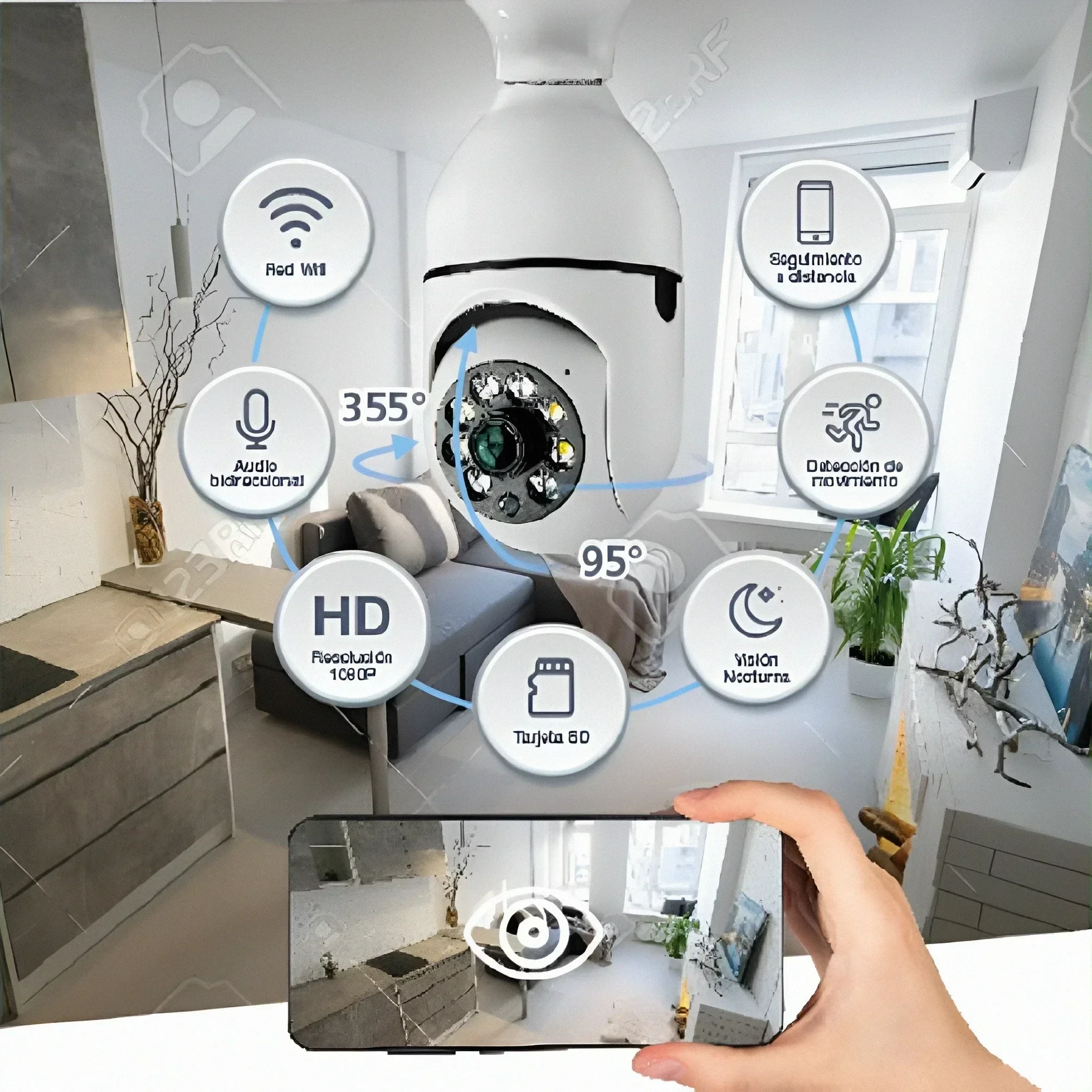 CAMARA SMART WIFI 360⁰ BOQUILLA E27  2