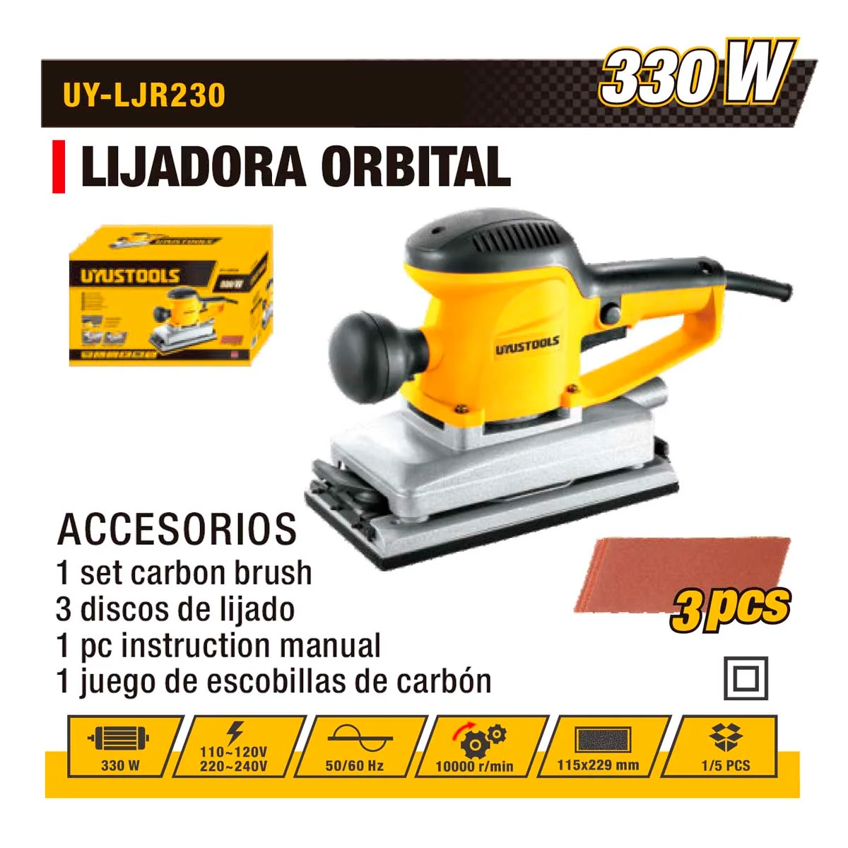 LIJADORA ORBITAL UYUST 115x230 330W