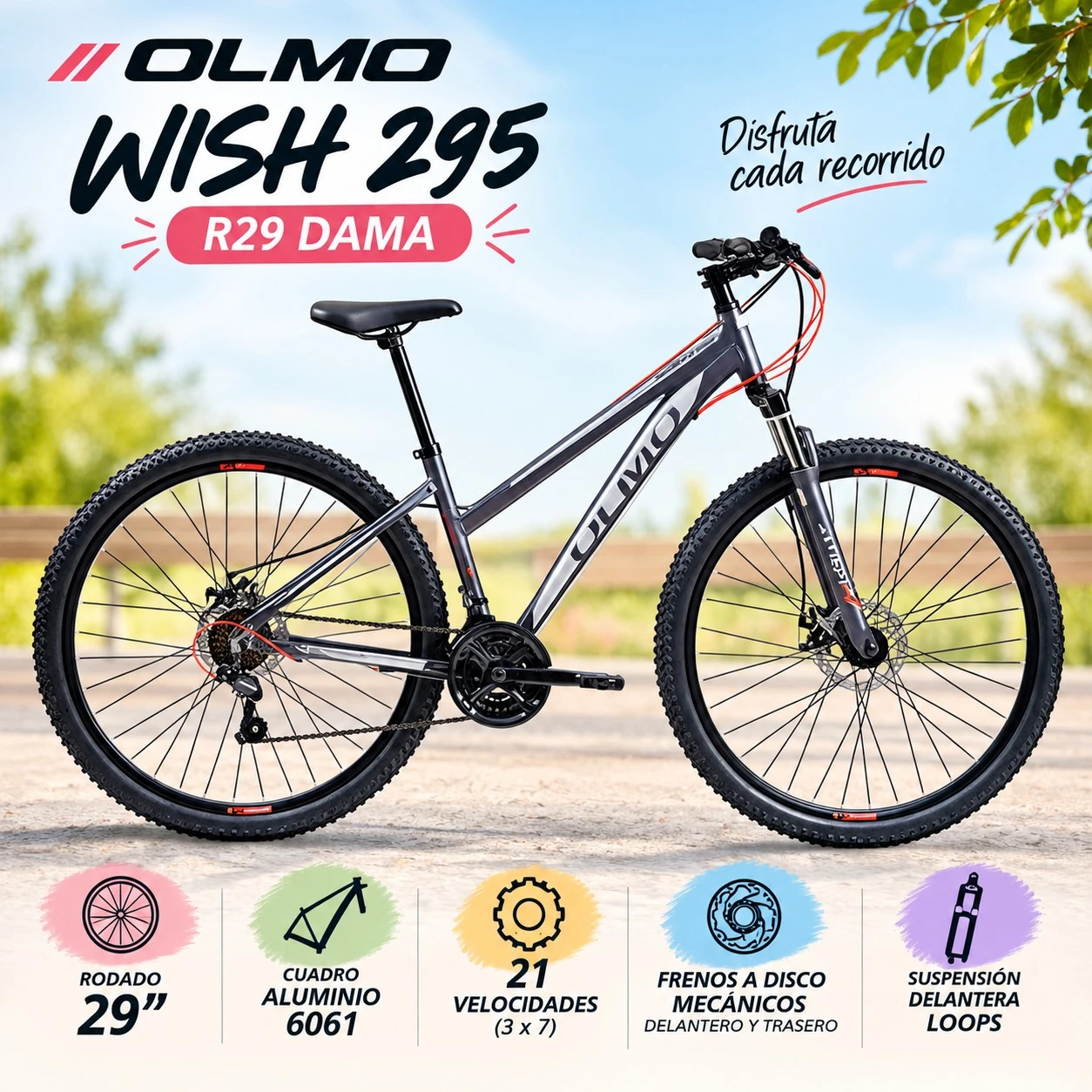 BICICLETA OLMO WISH 295 R29 DAMA GRIS