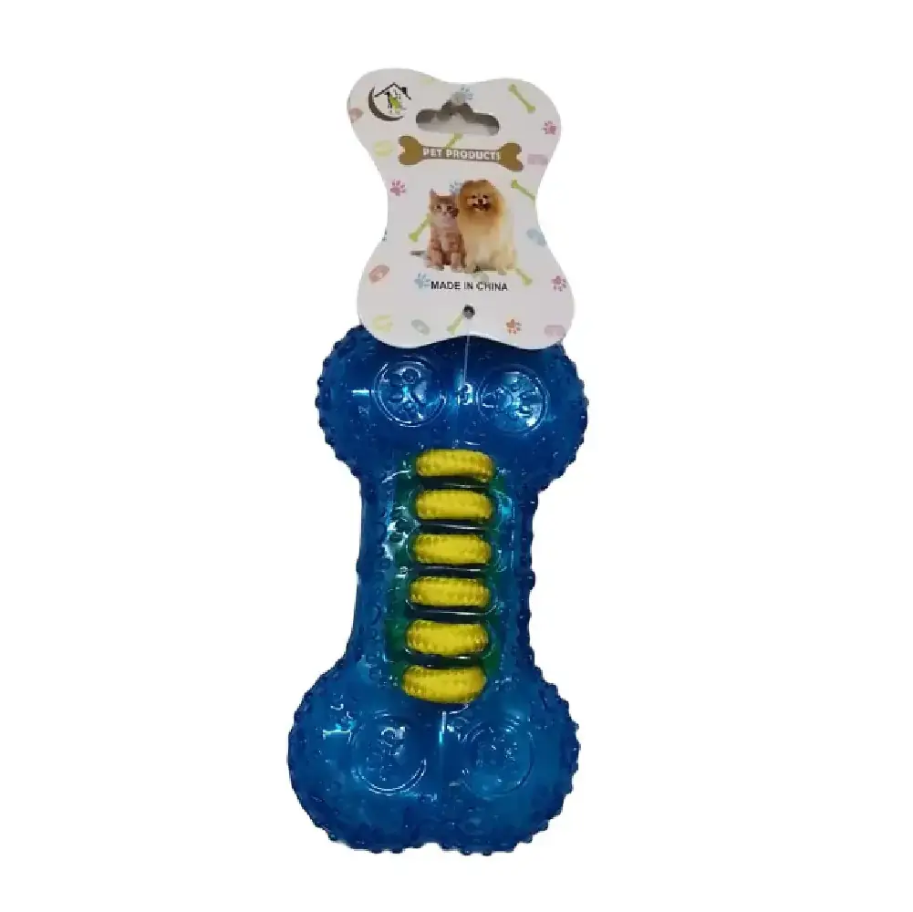 Juguete Hueso con Resorte Celeste