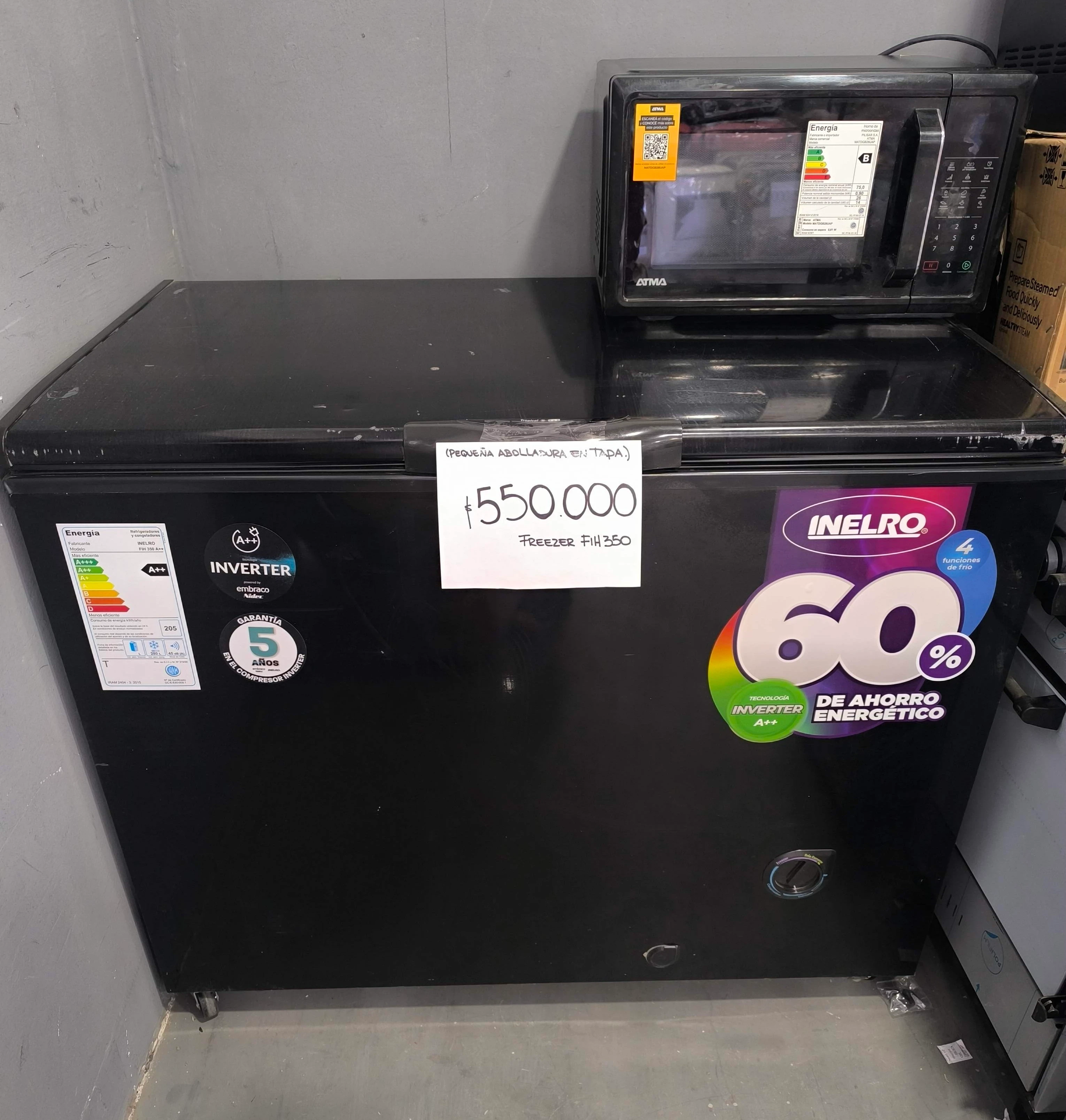 Outlet Freezer INELRO fih 350 black tapa ciega